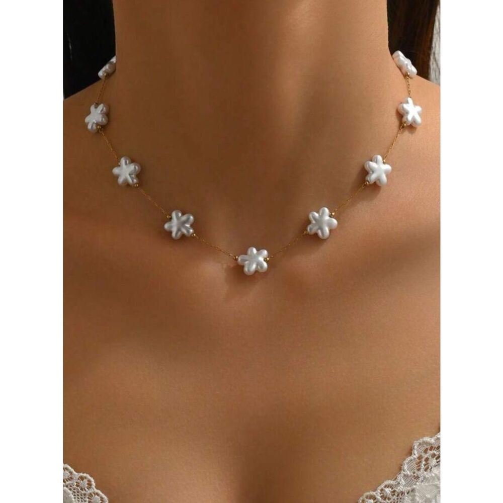 Flower pearl necklace N2025